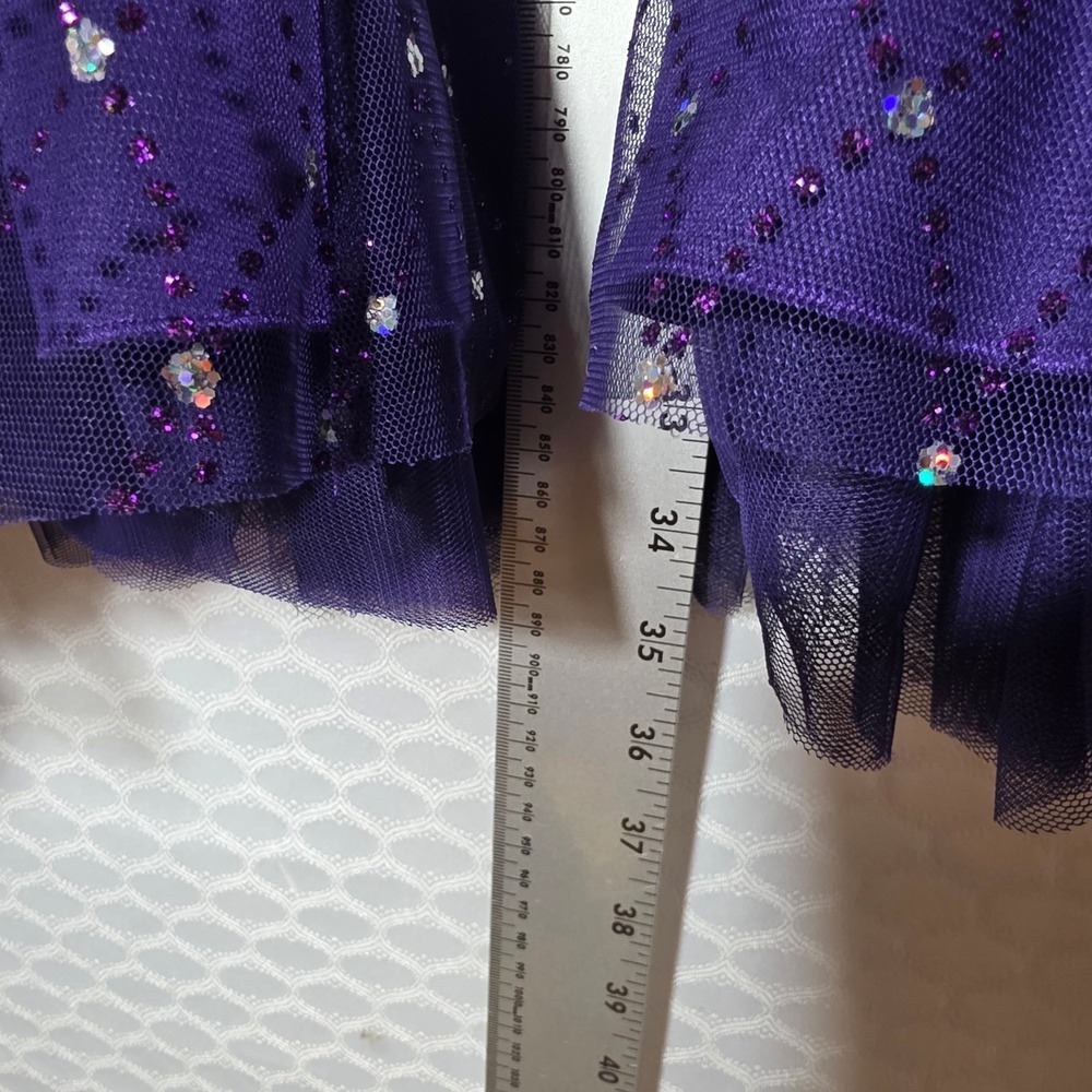 B. Darlin Purple Sequin Mesh Cocktail Dress Party Bow Size 7/8 Homecoming - Picture 8 of 11